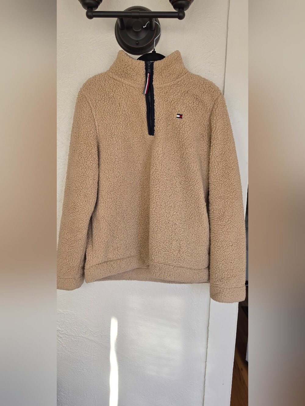 Tommy Hilfiger Beige Sherpa Quarter-Zip Pullover